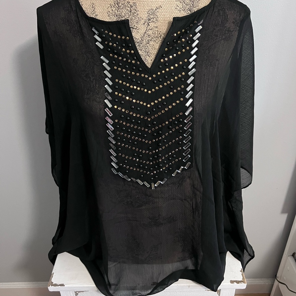 Rose & Olive Black Studded swim cover up